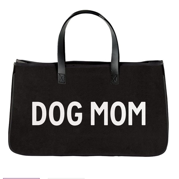 NWT SANTA BARBARA Dog Mom Savannah Canvas Tote Bag Black with Leather Straps - Picture 2 of 12
